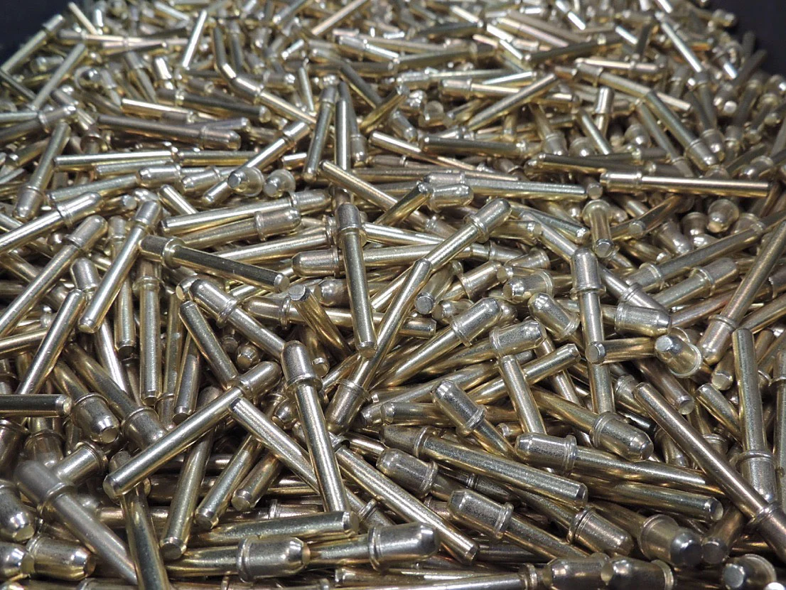 A bin of cold formed headed pins